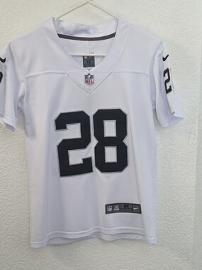 NFL White Football Jersey #28 with Black Accents